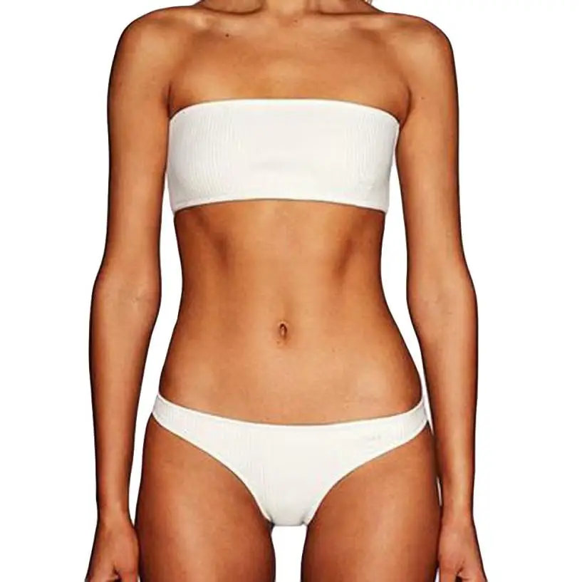 

2018 Hot Sales Women 2pcs Off Shoulder Bra Beach Set Swimsuit Swimwear drop shipping june8
