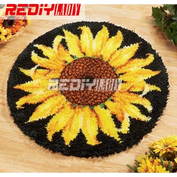 

Hot! Latch Hook Rug Kits DIY Needlework Unfinished Crocheting Rug Yarn Cushion Mat Embroidery Carpet Rug Sunflowers Home Decor