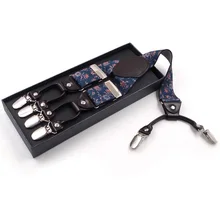 6 Клипов винтажные мужские подтяжки эластичные регулируемые подтяжки для брюк Свадебные подтяжки