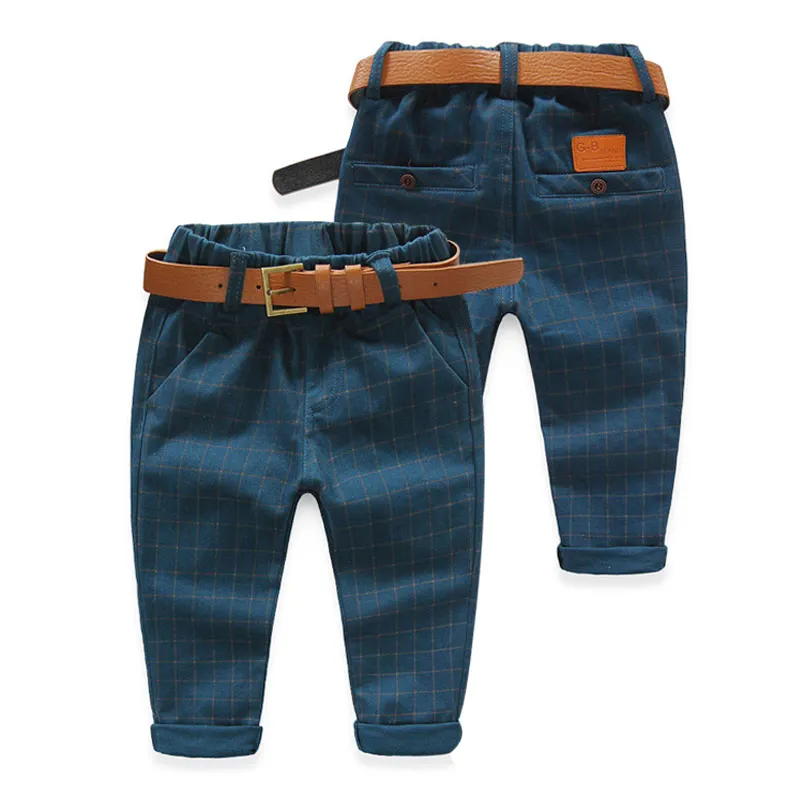 2016 Spring Plaid Children S Male Child Clothing Baby Boy Casual Leather Patchwork Pocket Pants Long