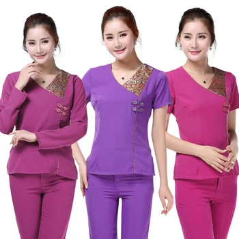 

(1 set/lot)Beauty salon beautician overalls new outfit Spa work clothes pants women club beauty working clothes female