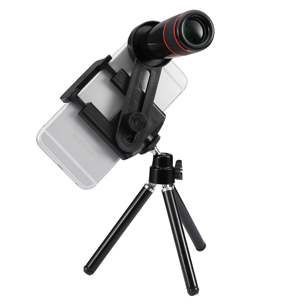 

Universal 12x Zoom Phone Telephoto Lens Kit w/ 360° Rotatable Tripod Mount Stand for Phone