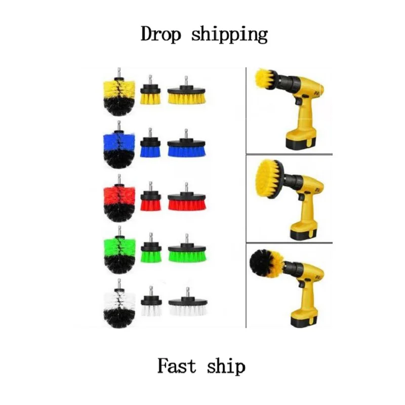 3pcs/set Power Scrubber Brush Surfaces Tub Shower Tile Grout Cordless