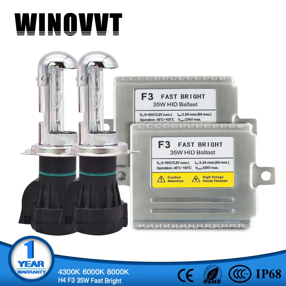 H4 xenon light H4 high low Fast bright 35w F3 H4 3 XENON HID KIT 4300k