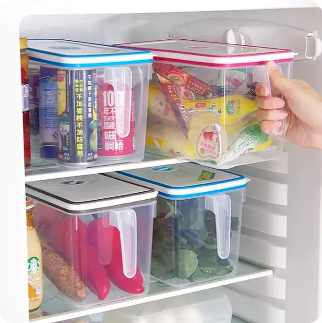 Best Offers Refrigerator Organizer With Handle Plastic Sealed Jar Kitchen Cabinet Storage Box