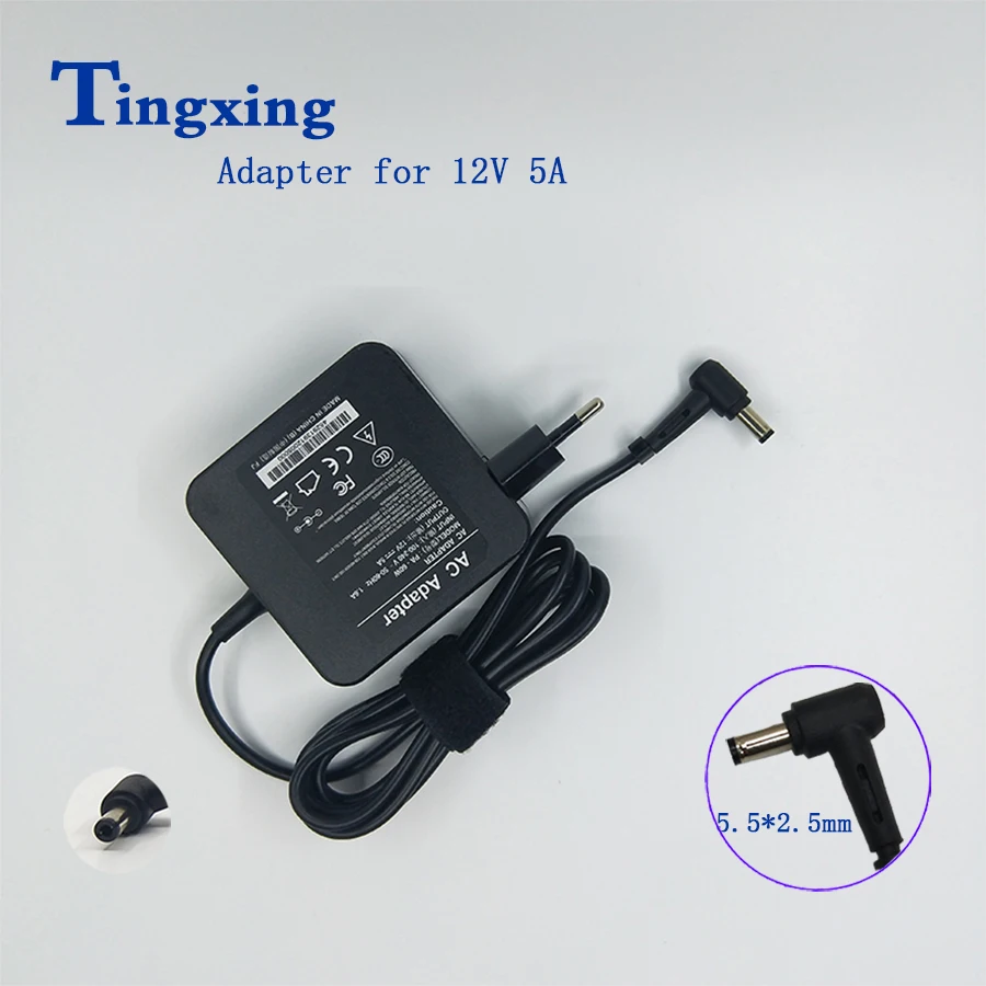 

EU Plug Power Supply Adapter 12V 5A 5.5mm*2.5mm PA-60W AC 100-240V Laptop AC Power Adapter