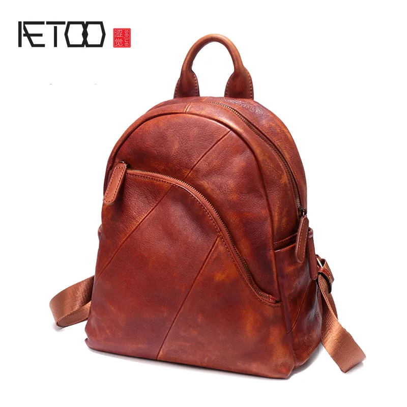 1 Aetoo Retro Weibliche Hand Rucksack Leder Neue Wilden Freizeit bonbonfarbenen Umhängetasche Weiblichen Reisetasche wxB7gAnx