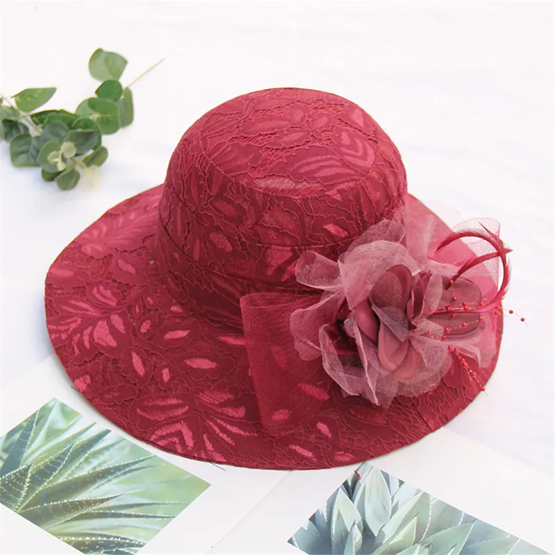 Mingli Tengda новые элегантные свадебные Шапки для Для женщин Fascinators свадьбы Hat цветок Шапки Свадебные аксессуары вводной mariage - Цвет: Burgundy