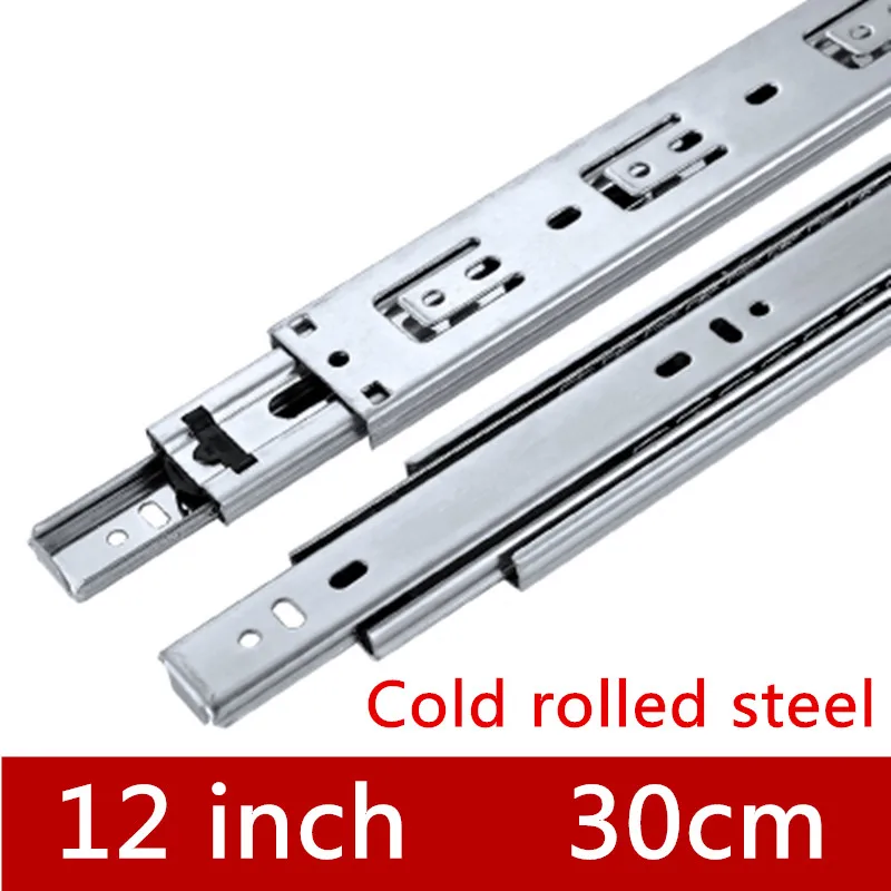

2 Pairs 12 inches 30cm Three Sections Slide Guide Rail Drawer Track accessories for Furniture Slide Hardware Fittings