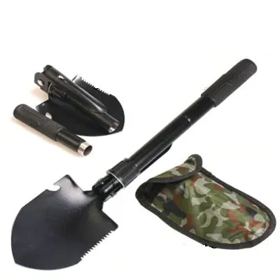 

Multifunctional military portable folding camping shovel survival shovel bottle opener tip garden outdoor survival riot tool