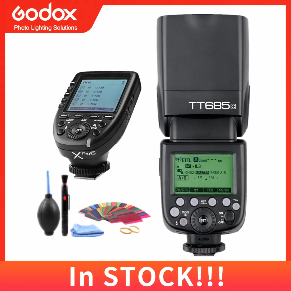 GODOX TT685C E-ttl II 2,4G HSS 1/8000s Беспроводной ttl вспышка светильник Speedlite X1T-C триггер XPro-C передатчик для Canon SLR камеры - Цвет: TT685C and XPro-C