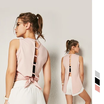 

Sexy Back Hollow Out Women Gym Shirt Summer Yoga Tank Top Quick Dry Sport Vest Sleeveless Workout Shirt Running Sportswear