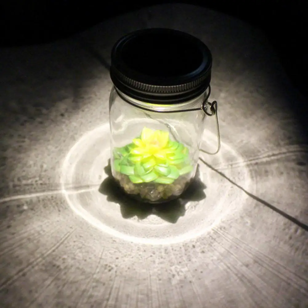 Искусственные суккуленты Солнечный Mason Jar огни бутылки ночник Патио Открытый Ночной светильник DIY два способа питания