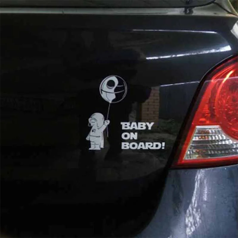 1pc SEEYULE Refective Car Sticker Baby on Board Cute Star Wars Jedi Car Styling Safety Warning Sticker for VW Golf Passat Audi