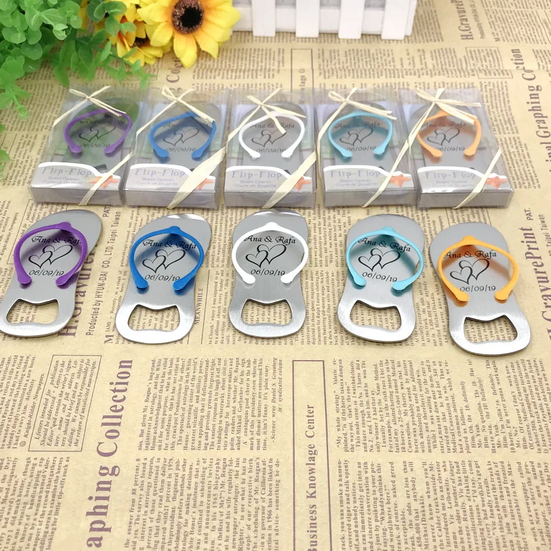

(80pcs/Lot)FREE SHIPPING+Customized Flip-flop Bottle Opener Printing LOGO Sandal Beer Opener Personalized Wedding Gift For Guest