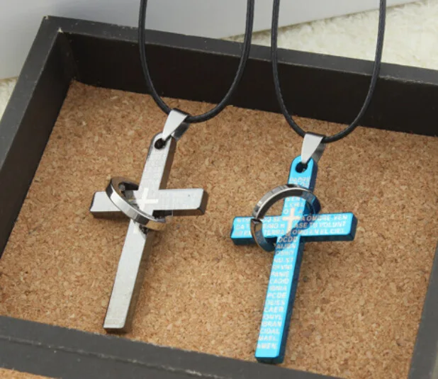 

Blue Black Classic Simple Cross Necklaces & Pendants Titanium Steel Black Color for Female and Male