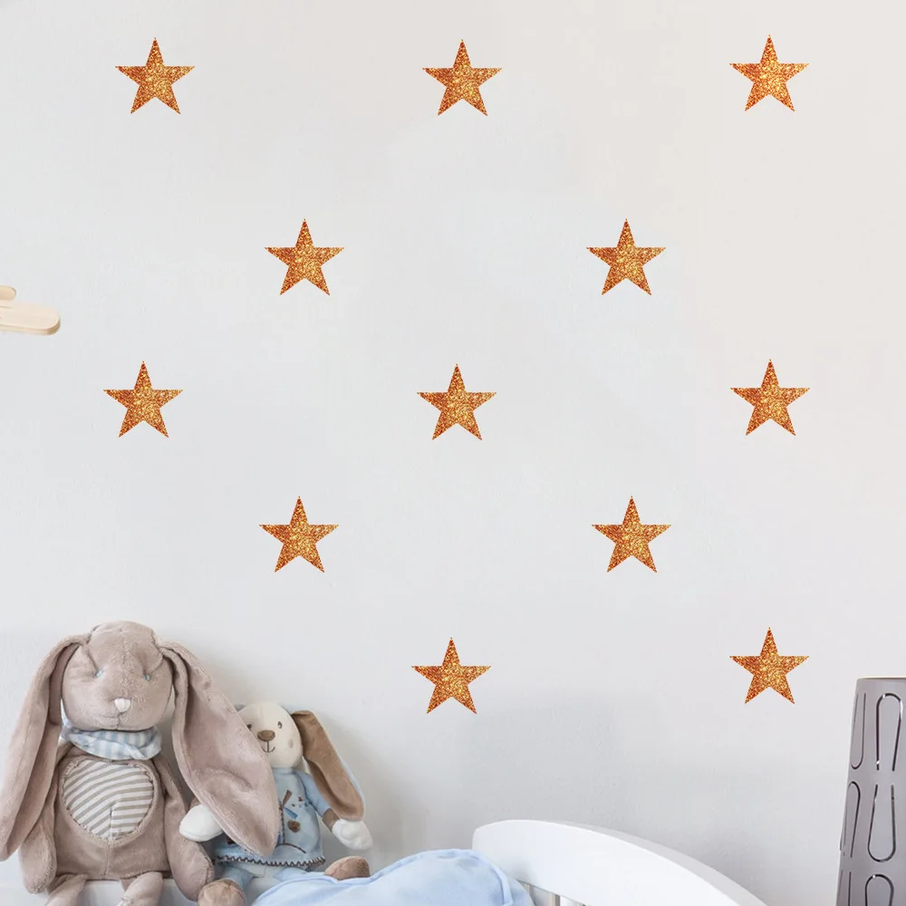 6 Sheets DIY Star With Glitter Wall Stickers Decals Kids Children Room Home Decoration Vinyl
