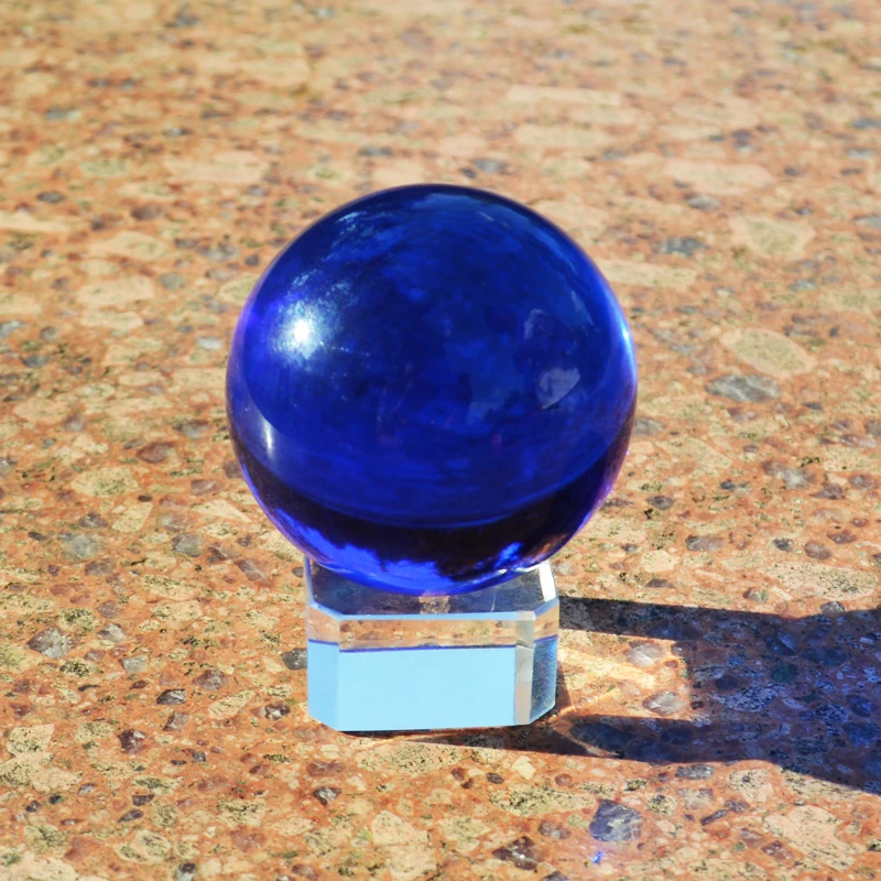 Синие Кристальные шарики фэн-шуй волшебный стеклянный шар сферические фигурки миниатюрные украшения для подарков аксессуары для украшения дома