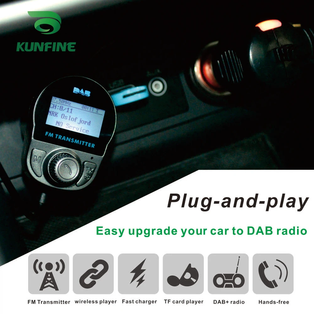 Universal Car styling 12V-24V Car DAB+ Tuner Car Radio FM Transmitter 2.4A USB Charger OLED Display  Plug and Play B2 (6)