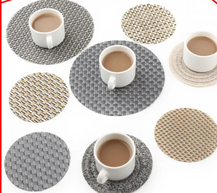 

6Pcs/Lot Dia10cm PVC Round Coasters Japanese Style Cup mat Table Mat Waterproof Cup Pads Heat Insulation Dining Table Mat