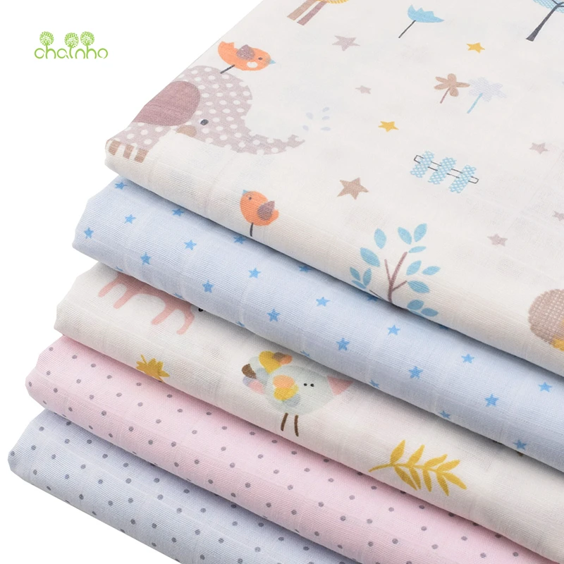 

Chainho,Cartoon Series,Cotton Gauze fabric,Double Layer for DIY Sewing&Quilting Baby Bath Towel,Diapers,Bibs Material,Half Meter