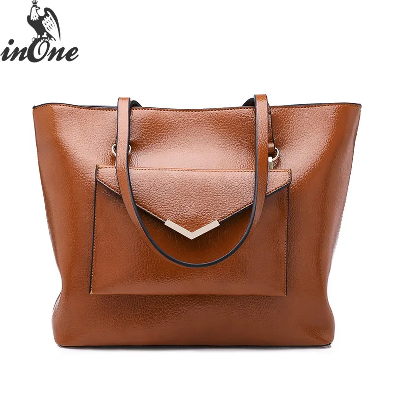 

INONE Ladies Hand Bags Women Shoulder Bags Litchi Grain PU Faux Vegan Leather 2 in 1 Tote Handbag Envelope Crossbody Travel Bag