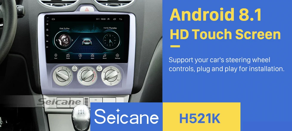 Clearance Seicane 9" 2DIN Android 8.1 Car Radio Multimedia Player For Ford Focus 2 Exi MT 2004-2007 2008 2009 2010 2011 GPS Navigation 0