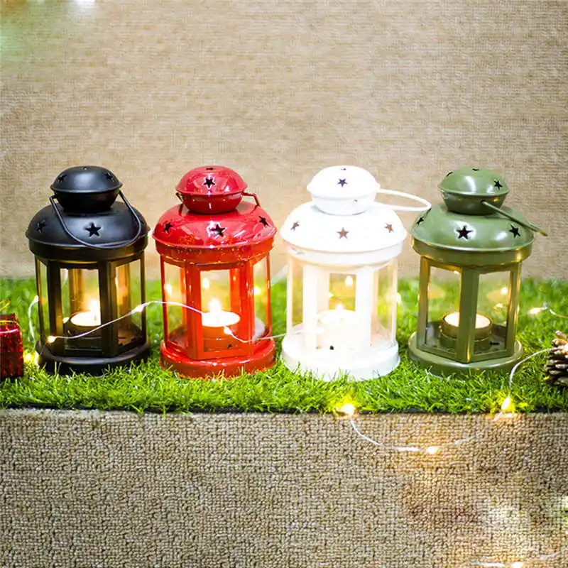 Candle windproof lamp Christmas European Wrought Iron Windproof Lamp Christmas Candle Decorative Candlestick #2n9 (1)