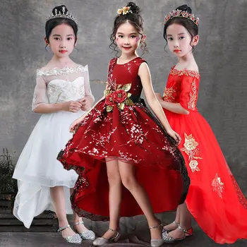 

Baby girls Sleeveless Princess party Handmade Children's Wear Flower Girl Wedding 3-12 Years Girl Falling Behind Ball Gown