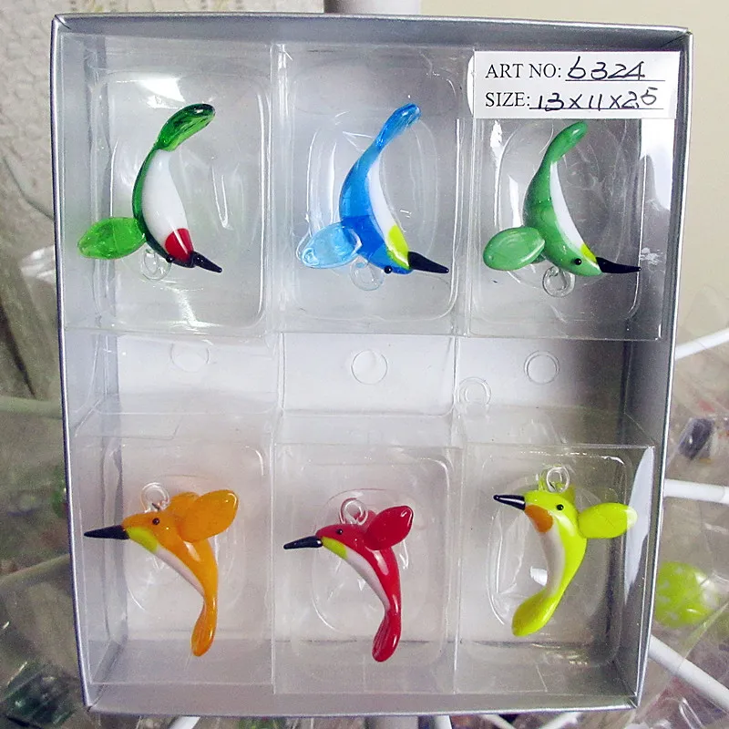 

Custom handmade colored glass hummingbird figurines Easter high quality cartoon animal pendant home gardening decoration statue