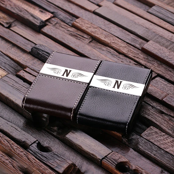 Black Personalized Leather Engraved Monogrammed Business Card Holder (1)