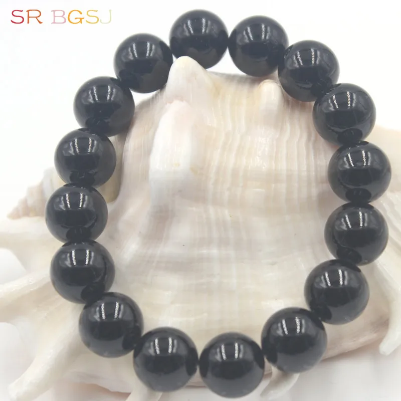 6 8 10 12 14 мм круглый натуральный черный турмалин драгоценные камни ручной работы эластичный ювелирный браслет " 7,5" 8"