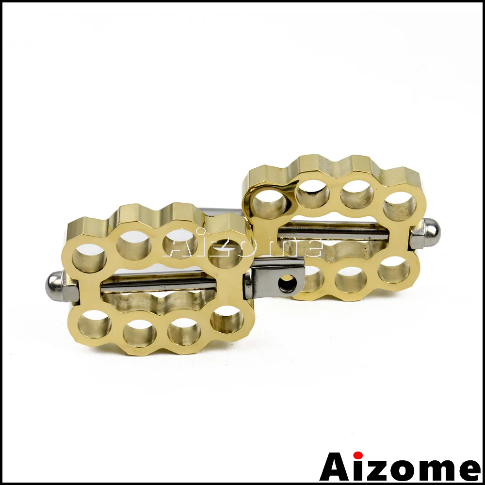 Vintage Motorcycle Brass Knuckle Footrest Footpegs For Harley Dyna