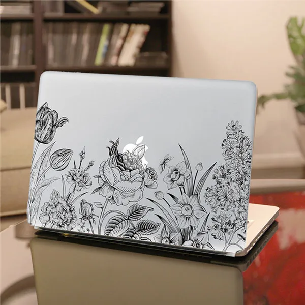 Beauty Sketch Black Rose Flower Pattern Vinyl Decal Laptop Stickers