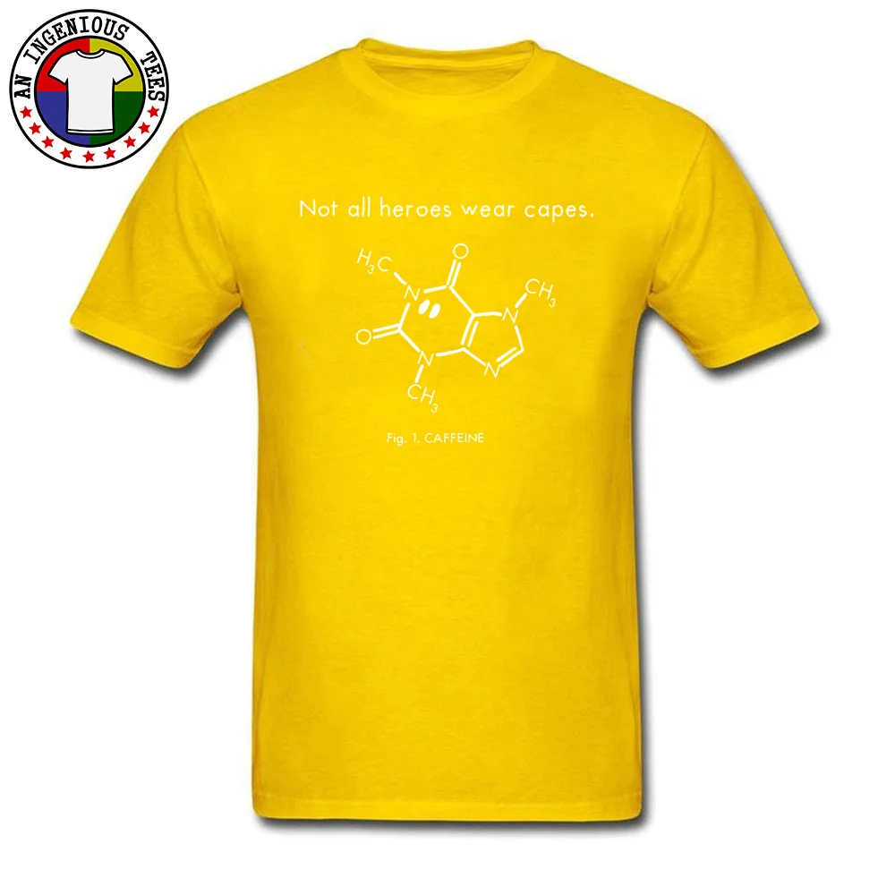 Кофеин молекулярная научная Футболка с принтом, не все герои, одежда, накидки, химия, формула, теория Эйнштейна, мужские топы, футболка с круглым вырезом - Цвет: Yellow