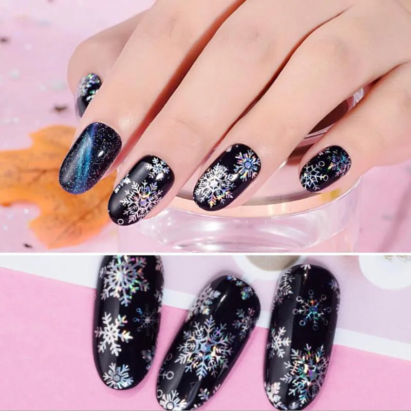 

Laser Christmas Nail Art Sticker Snowflake Star Pattern Full Wraps Nail Art Water Decal Manicure Nail Art Transfer Foils 4*100cm