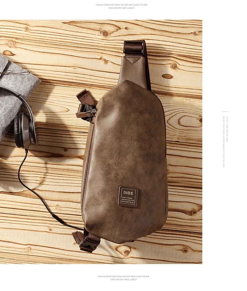 DIDE модная летняя сумка, Мужская нагрудная сумка на одно плечо, ремень на спине, кожаная сумка для путешествий, мужские сумки через плечо, винтажный стиль, DQ797