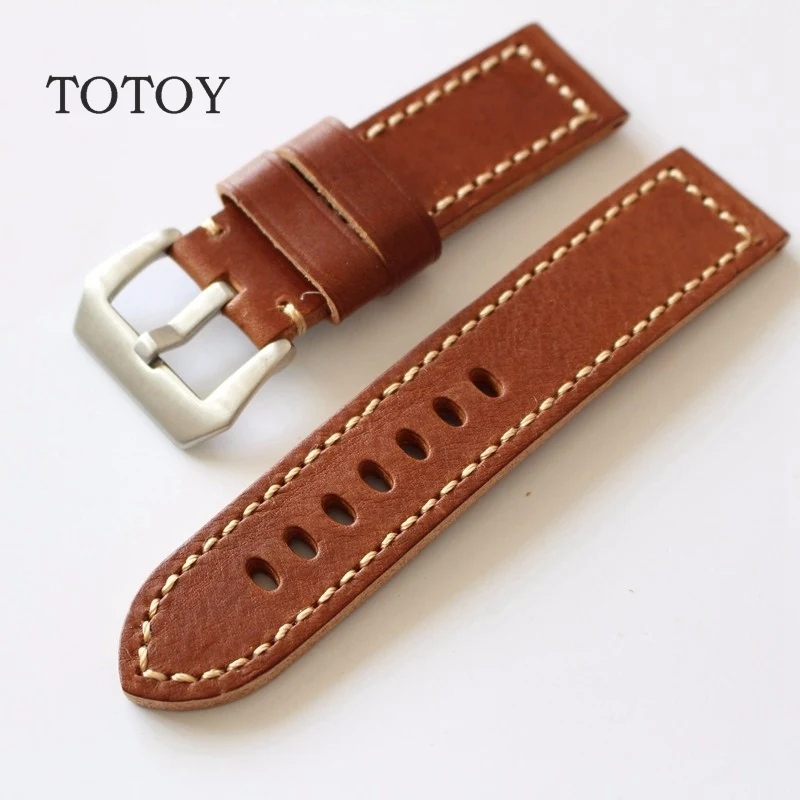 Vintage 24MM 26MM Leather Watch band, Handmade Italian Leather