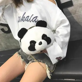 

Cute Plush Panda Shoulder Bags Women Girls Chain Zipper Messenger Bag Clutch 2019 New Winter Fashion Crossbody Handbag Bolso Z70
