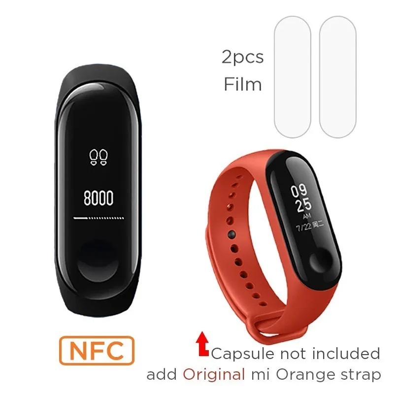 Xiaomi Mi band 3 NFC версия 0,7" OLED большой сенсорный экран новые умные браслеты браслет - Цвет: add original orange