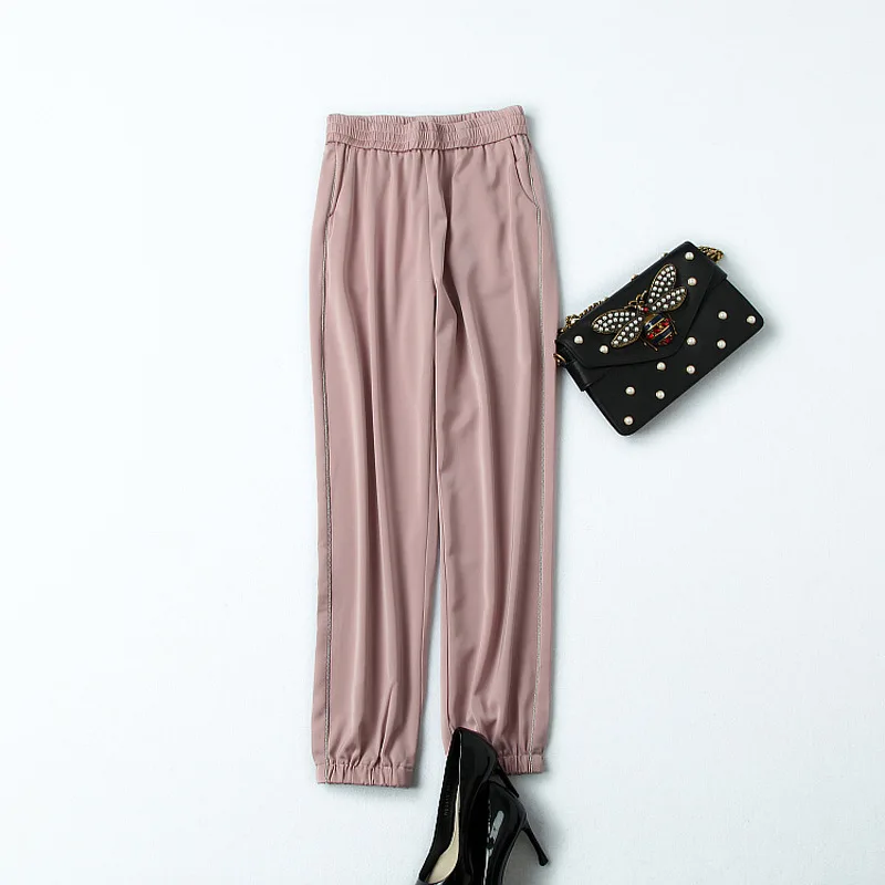 

Pants Women 2019 Spring Summer New Elastic Waist Side Chain Casual Lantern Pants All Matched High Waist Ankle Length S-XXL