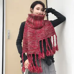 LANMREM 2018 осень зима новый утолщение вязаный шарф для женщин Корейский кисточки личность утепленная одежда костюмы матч YE948