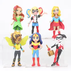 6 шт./компл. 12 см Q Super Hero обувь для девочек Рисунок Wonder Woman Batgirl Ядовитый плющ Шмель пчела Харли Квинн ПВХ Фигурки игрушечные лошадки
