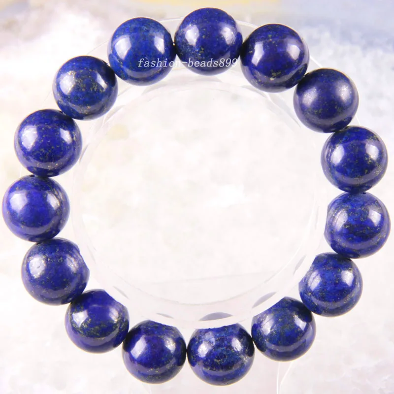 Free Shipping Stretch 14mm Round Beads Natural Stone Blue Lapis Bracelet 8inches 1Pcs H1853 | Украшения и аксессуары