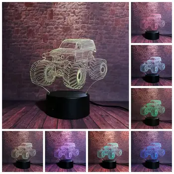 

3D Nightlight Visual Illusion LED 7 Colors Changing Light Flashing Off-Road Vehicle SUV Car Model Light-up Toys