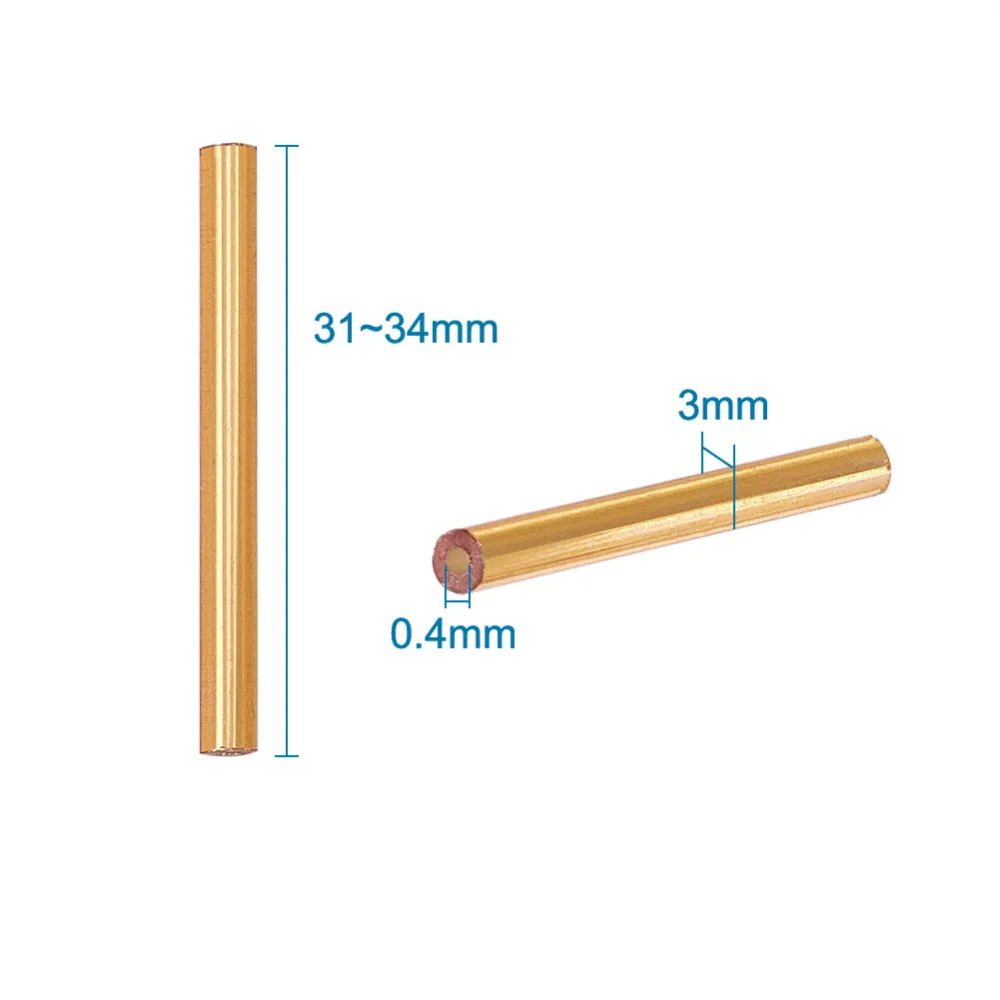 Приблизительно 1400 шт./фунт разноцветный бисер семян долго Бусины-трубки Серебро Выстроились/Золотой шарик около 3 мм, 31~ 34 мм, отверстие: 0,5 мм