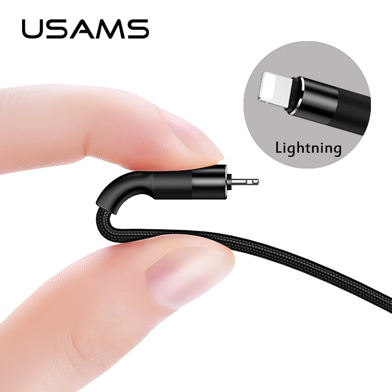 Kopen USAMS Klassieke USB Kabel voor iPhone x xs max Charger USB Data Kabel voor iPhone X 8 6 6 s 2A USB Oplaadkabel Telefoon Cord Adapter