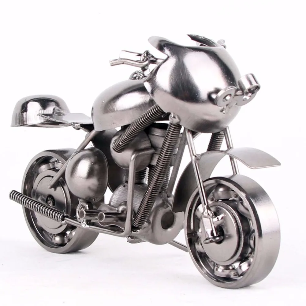 Vintage Motorcycle Model Retro Motor Figurine Iron Motorbike Prop