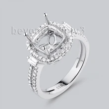Beyond Jewelry 8X8mm Cushion Cut Engagement Ring Settings In 18K White Gold Natural Diamond G090795