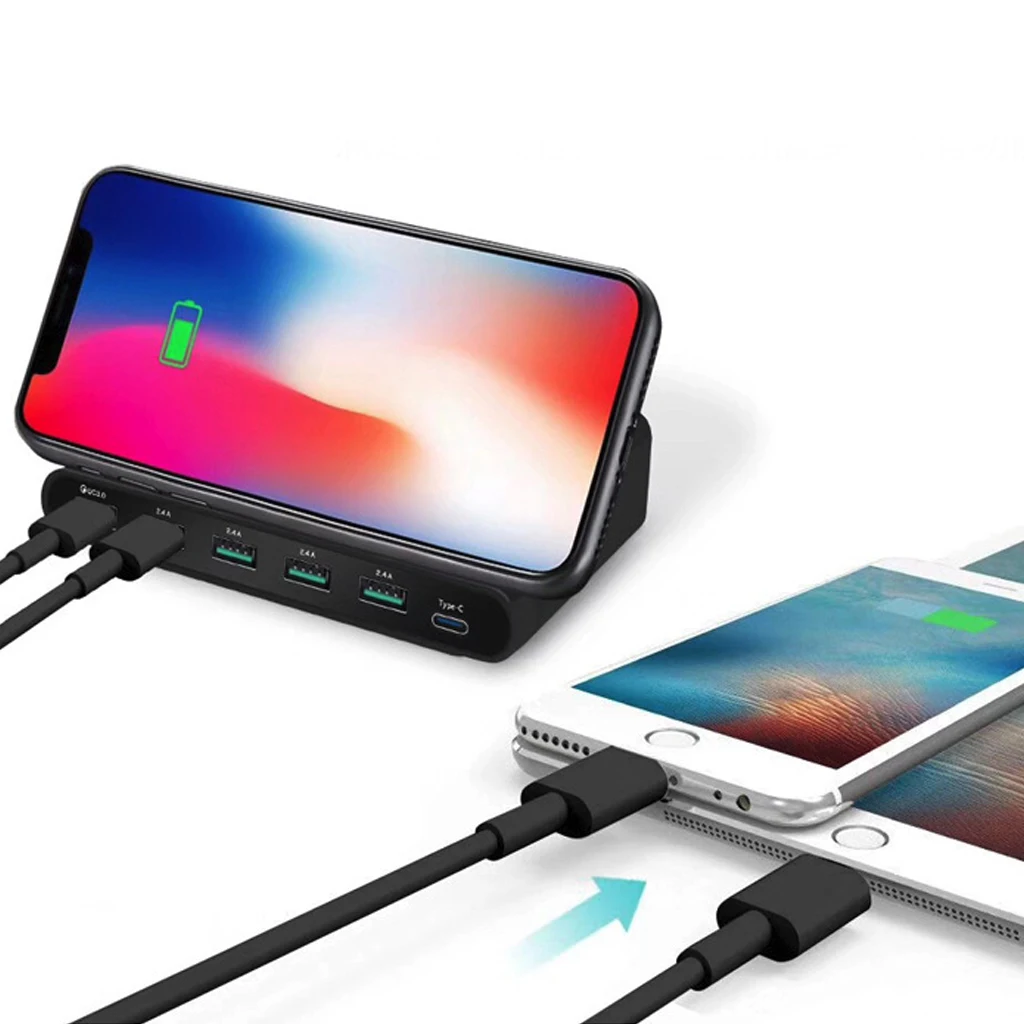 828 Вт Qi Беспроводное зарядное устройство 6 портовая USB быстрая зарядная станция